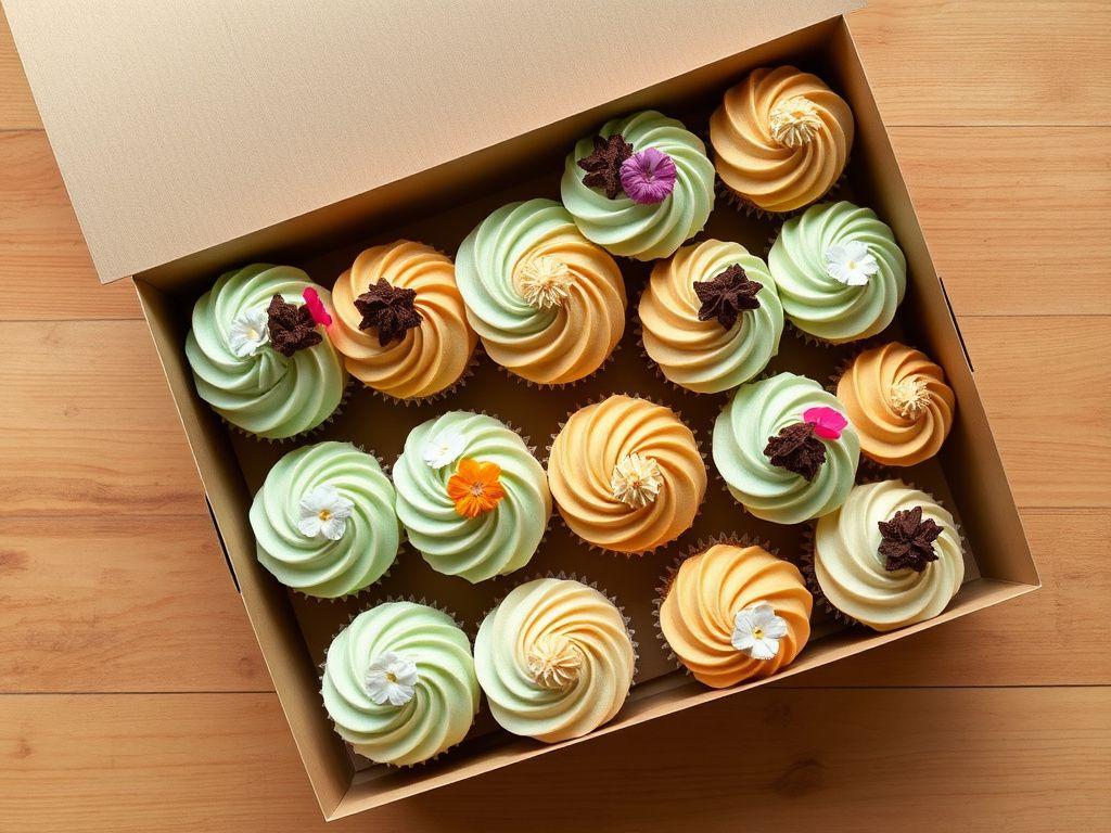 Kraft gift box of twelve assorted gourmet cupcakes